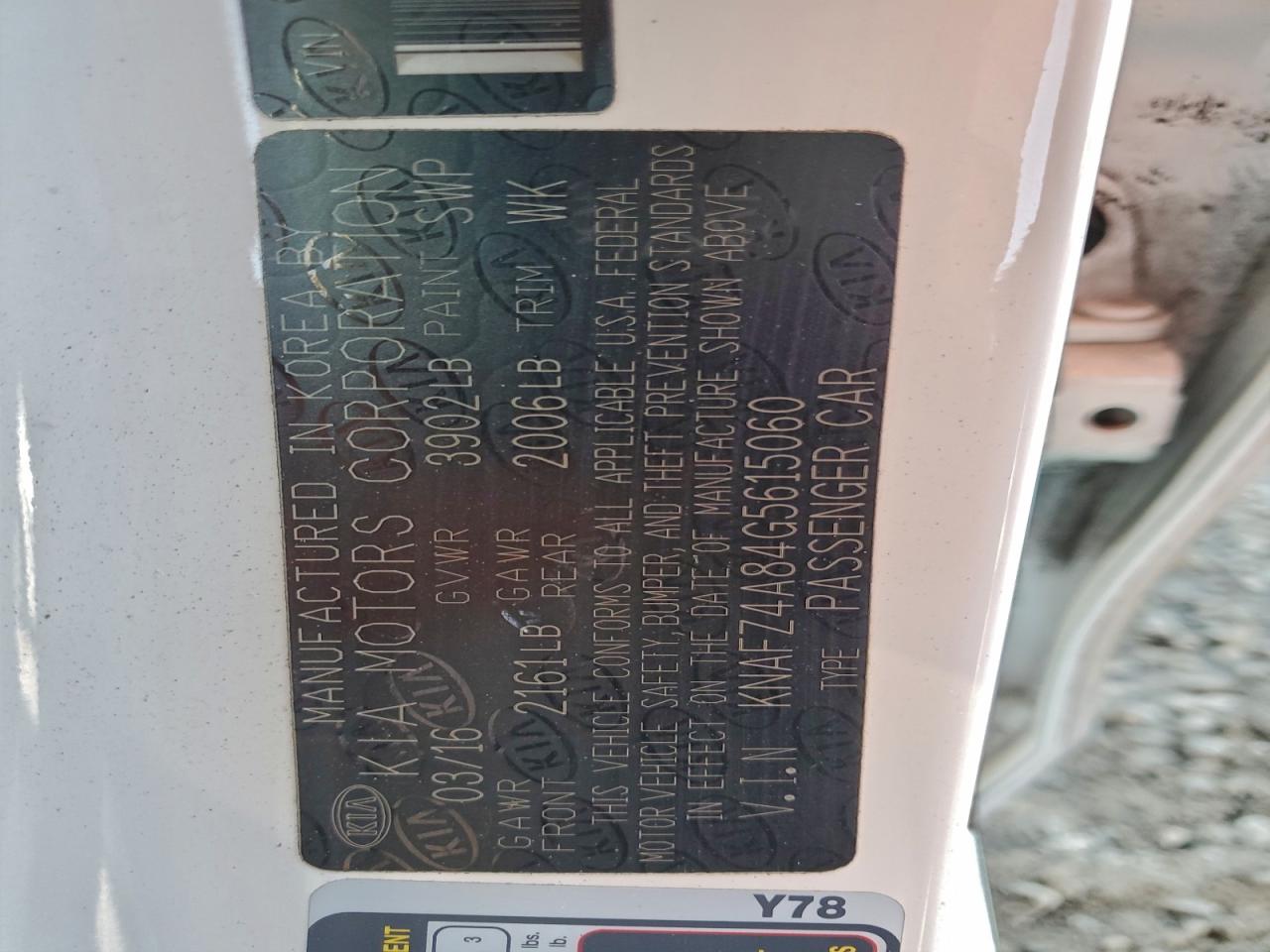 2016 Kia Forte Ex VIN: KNAFZ4A84G5615060 Lot: 94360275