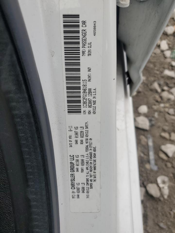 2011 Chrysler 200 Limited VIN: 1C3BC2FG1BN618115 Lot: 92593715