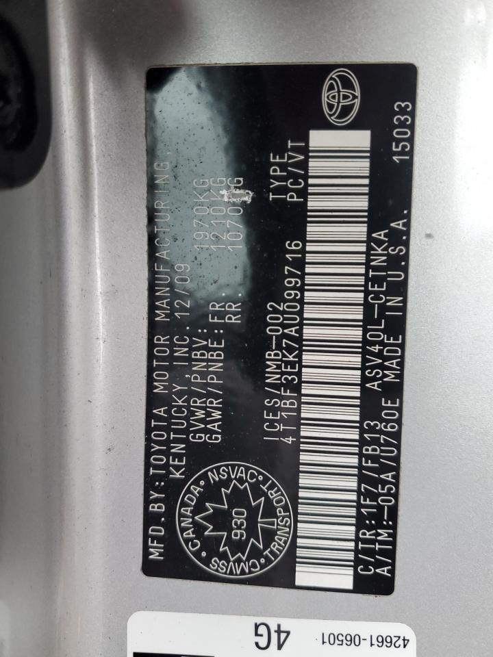 2010 Toyota Camry Base VIN: 4T1BF3EK7AU099716 Lot: 90342935