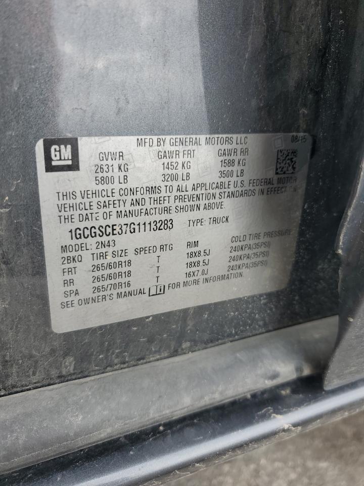 2016 Chevrolet Colorado Lt VIN: 1GCGSCE37G1113283 Lot: 93789565