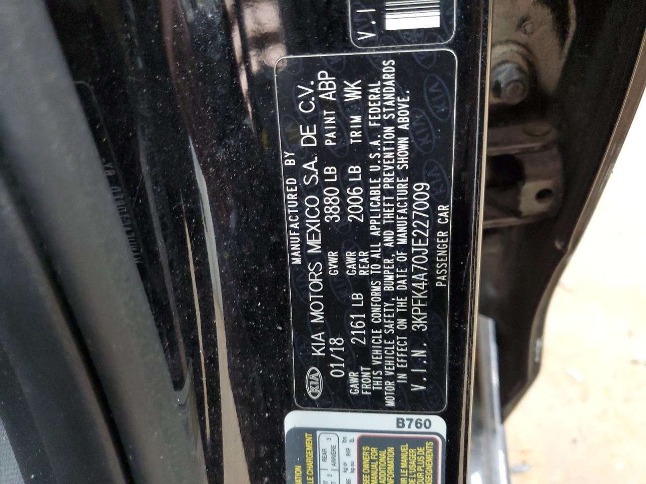 2018 Kia Forte Lx VIN: 3KPFK4A70JE227009 Lot: 90486205