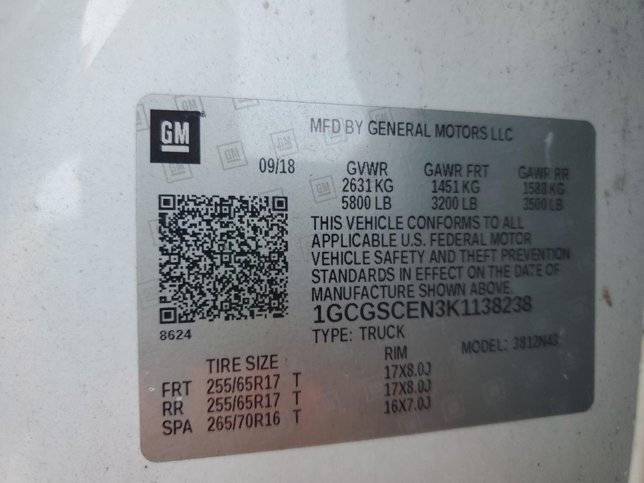 2019 Chevrolet Colorado Lt VIN: 1GCGSCEN3K1138238 Lot: 93274805