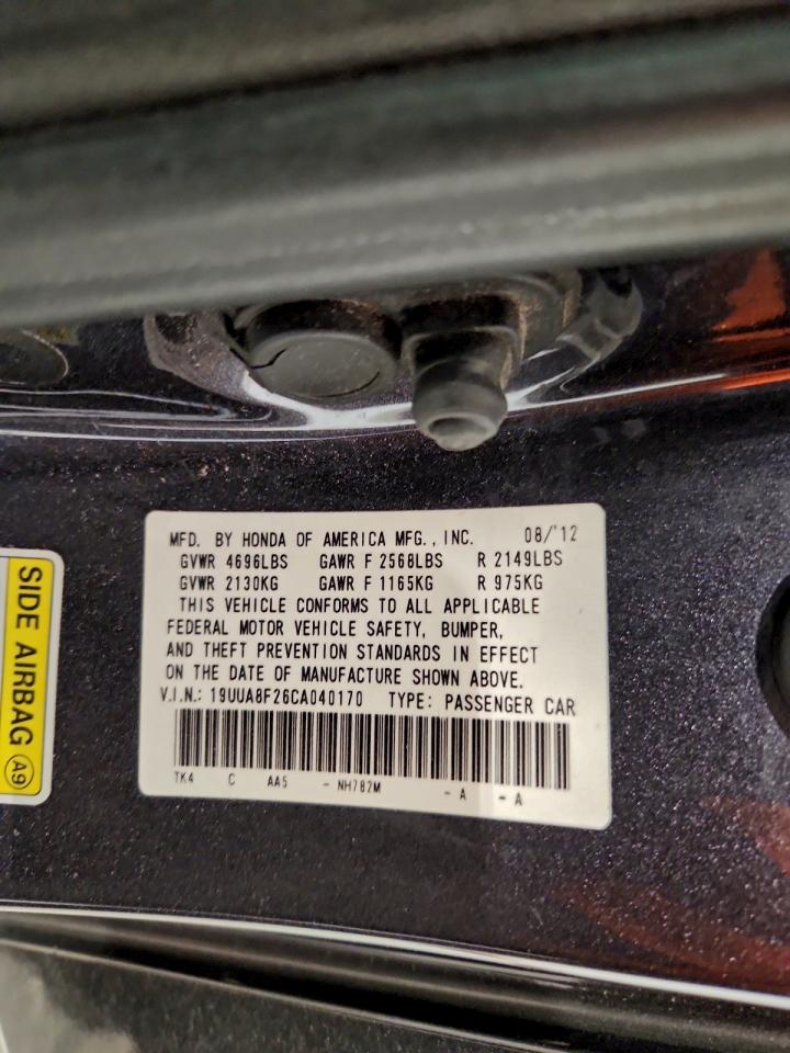 2012 Acura Tl VIN: 19UUA8F26CA040170 Lot: 94429045