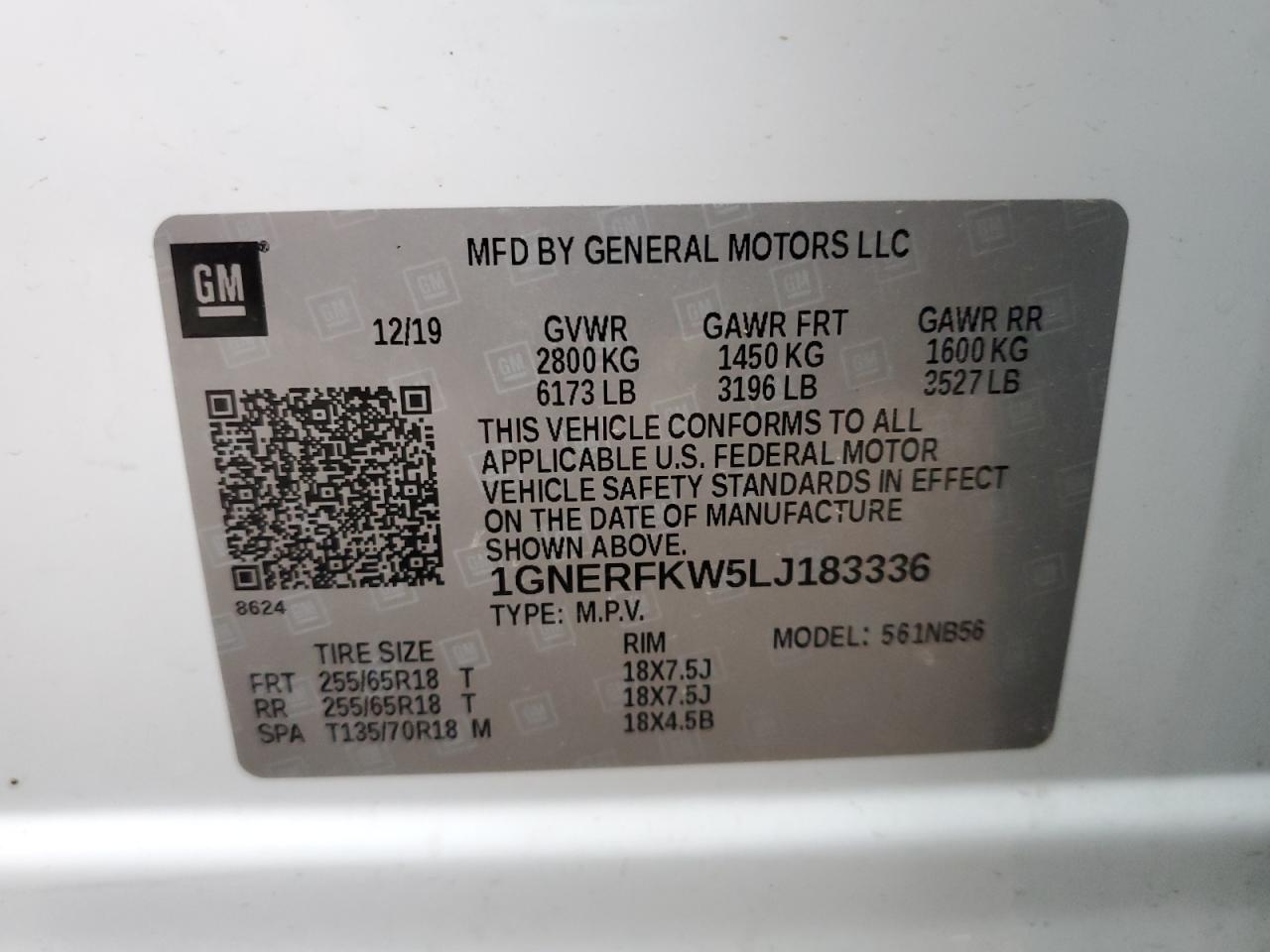 2020 Chevrolet Traverse Ls VIN: 1GNERFKW5LJ183336 Lot: 93078105