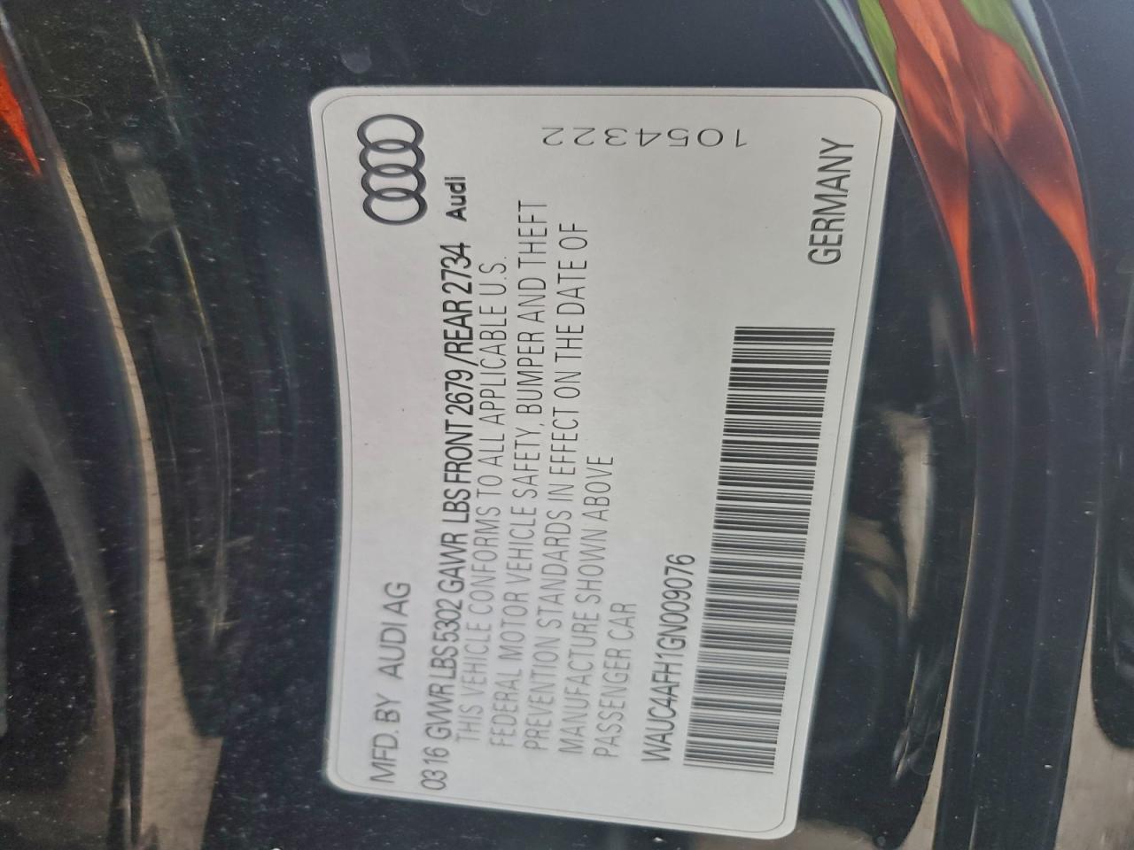 2016 Audi S5 Premium Plus VIN: WAUC4AFH1GN009076 Lot: 94095375