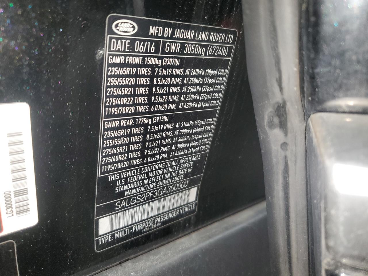 2016 Land Rover Range Rover Hse VIN: SALGS2PF3GA300000 Lot: 93682475