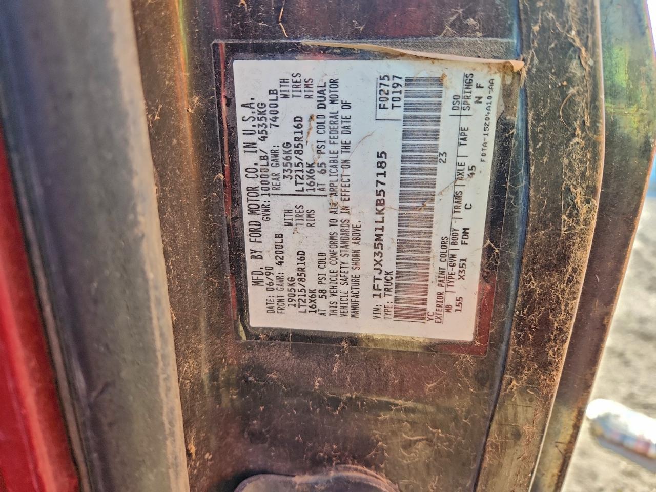 1990 Ford F350 VIN: 1FTJX35M1LKB57185 Lot: 94432835