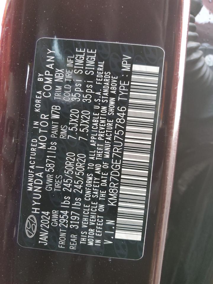 2024 Hyundai Palisade Calligraphy VIN: KM8R7DGE7RU757846 Lot: 92319935