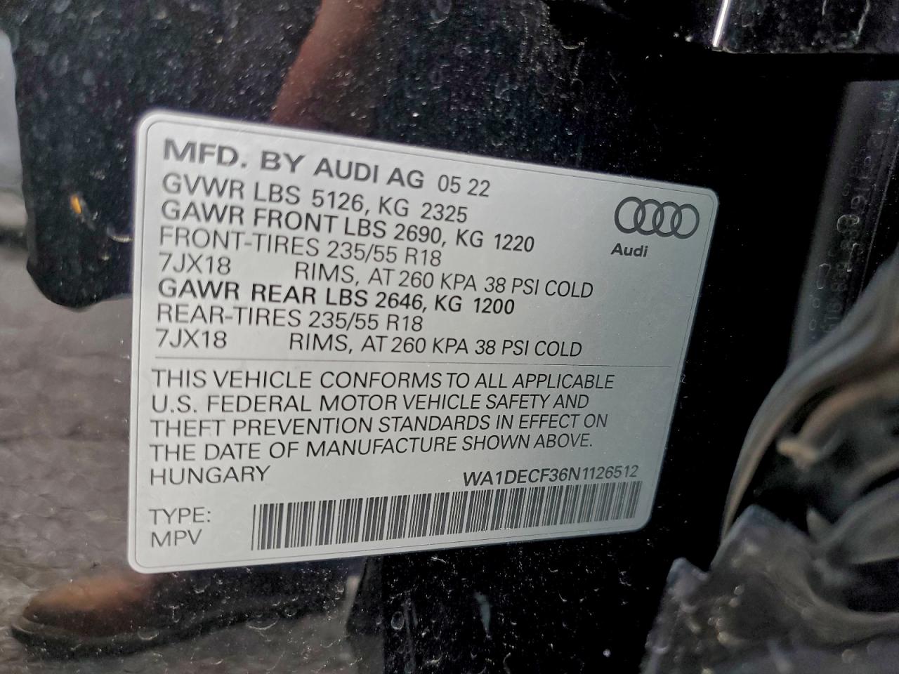 2022 Audi Q3 Premium S Line 45 VIN: WA1DECF36N1126512 Lot: 93712035