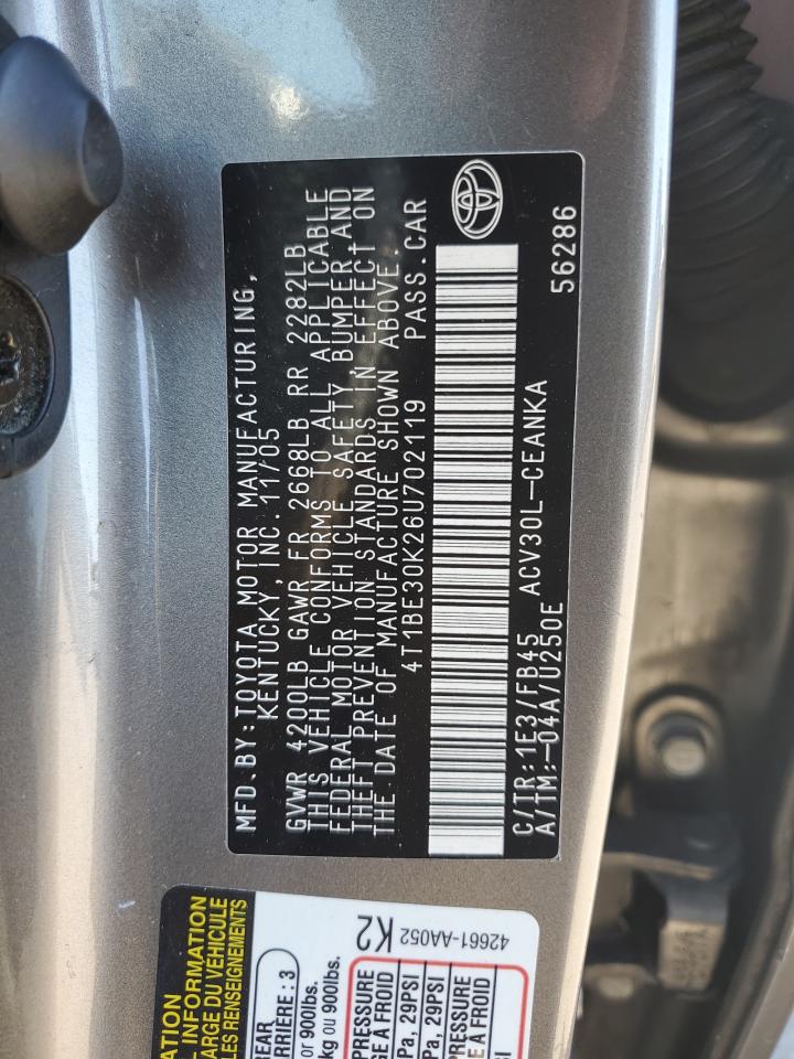 2006 Toyota Camry Le VIN: 4T1BE30K26U702119 Lot: 91915365