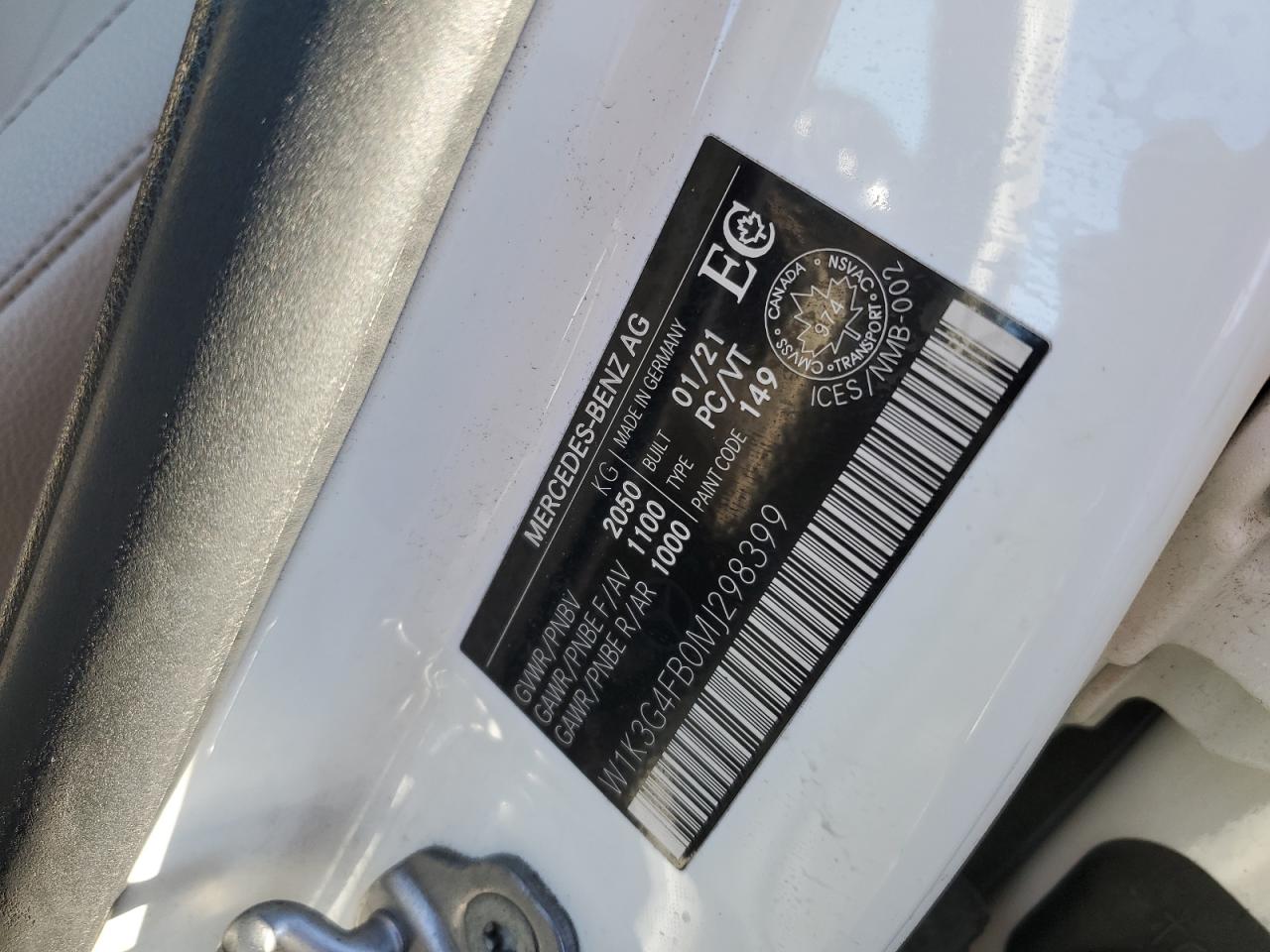 2021 Mercedes-Benz A 220 4Matic VIN: W1K3G4FB0MJ298399 Lot: 91098185