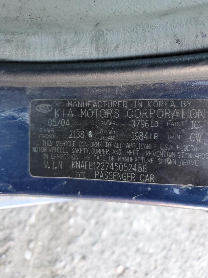 2004 Kia Spectra Lx VIN: KNAFE122745052456 Lot: 90951605
