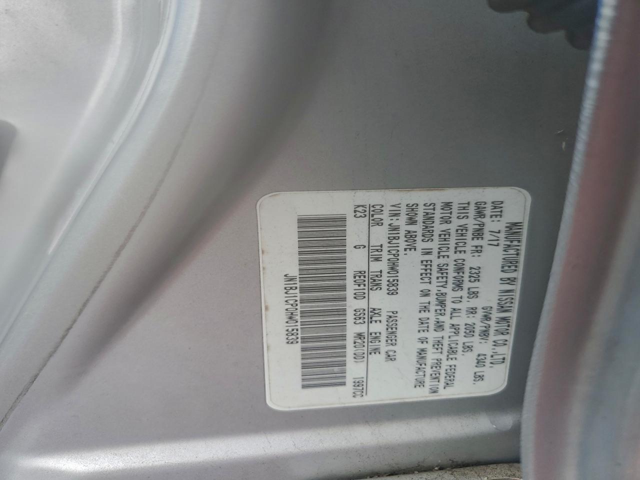 2017 Nissan Rogue Sport S VIN: JN1BJ1CP0HW015839 Lot: 94410435