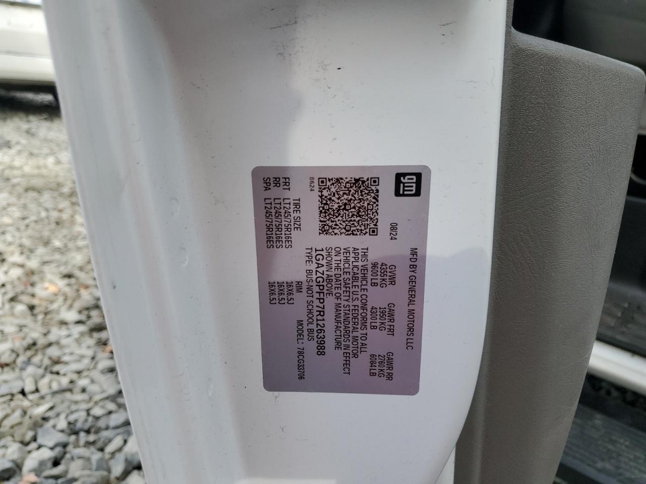 2024 Chevrolet Express G3500 Lt VIN: 1GAZGPFP7R1263988 Lot: 91625755