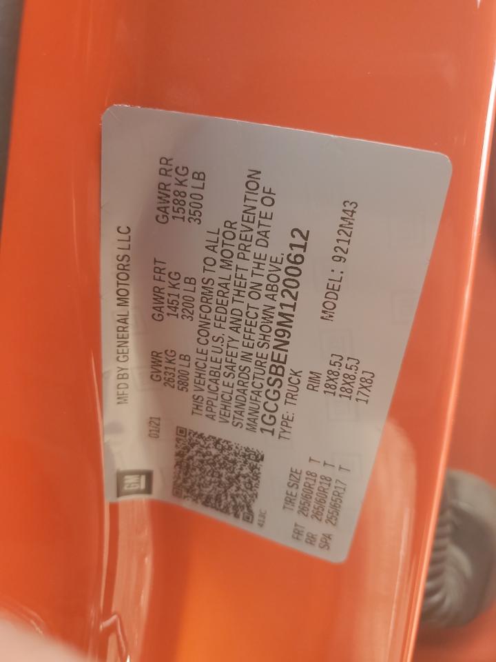 2021 Chevrolet Colorado VIN: 200612 Lot: 93894555