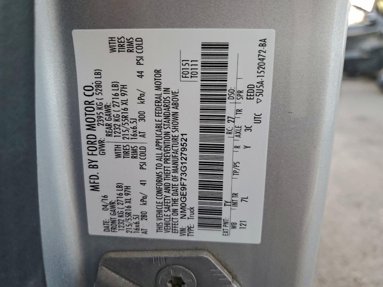 2016 Ford Transit Connect Xlt VIN: NM0GE9F73G1279521 Lot: 93339095