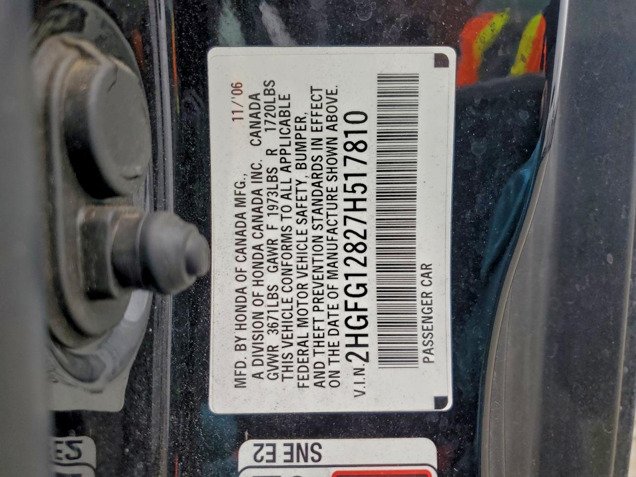 2007 Honda Civic Ex VIN: 2HGFG12827H517810 Lot: 94097075