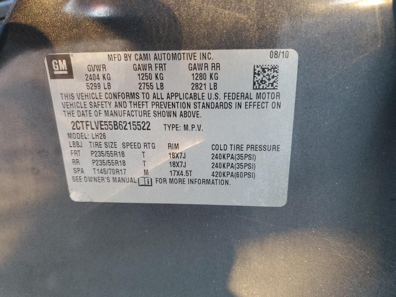 2011 GMC Terrain Slt VIN: 2CTFLVE55B6215522 Lot: 92239865