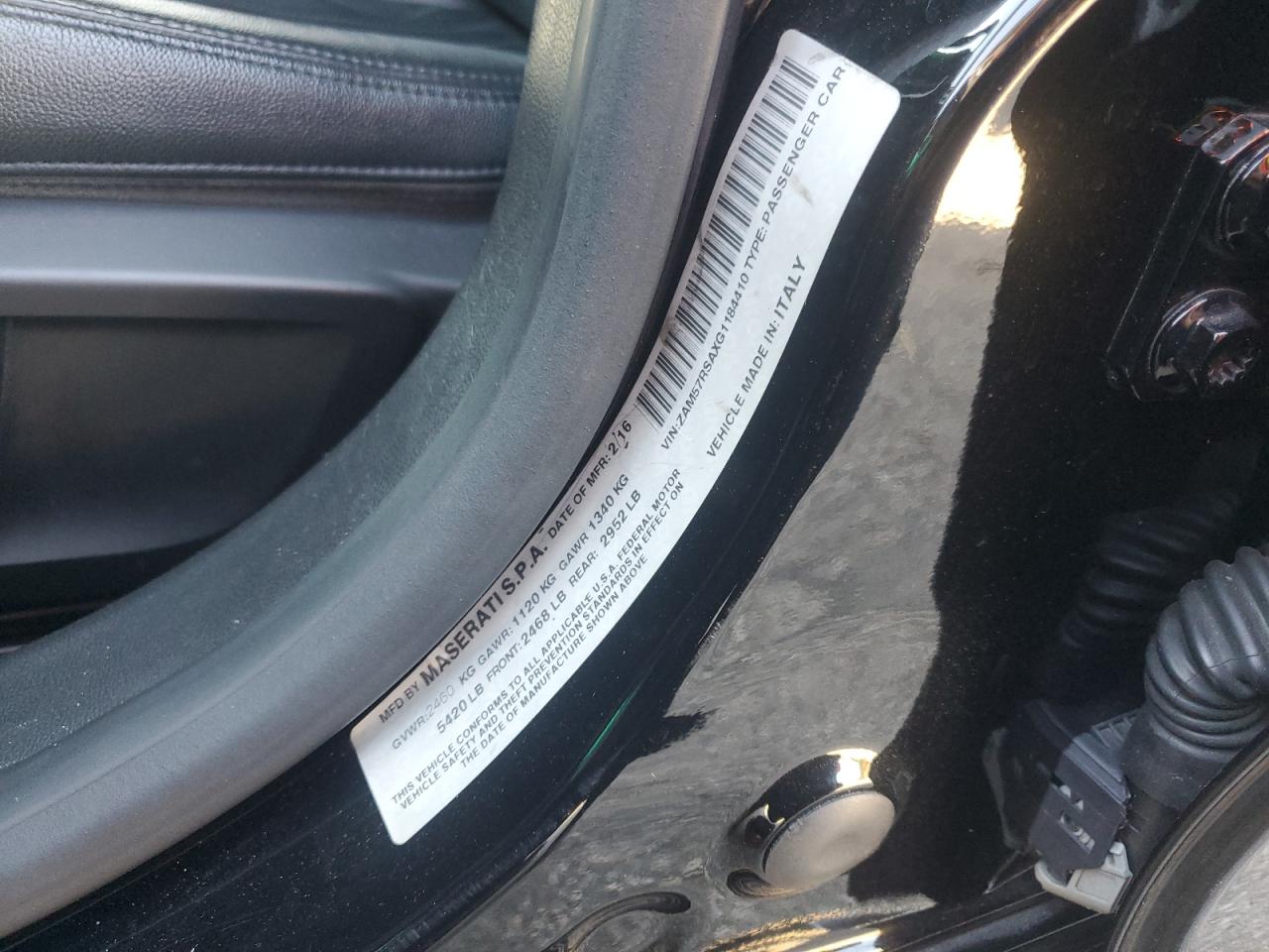 2016 Maserati Ghibli S VIN: ZAM57RSAXG1184410 Lot: 92843185