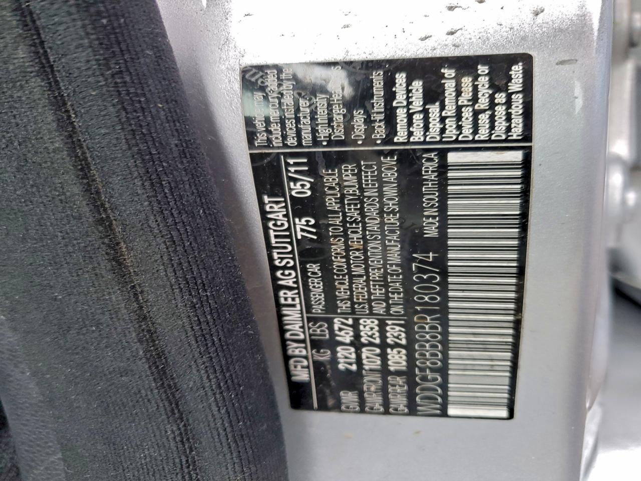 2011 Mercedes-Benz C 300 4Matic VIN: WDDGF8BB8BR180374 Lot: 93323845