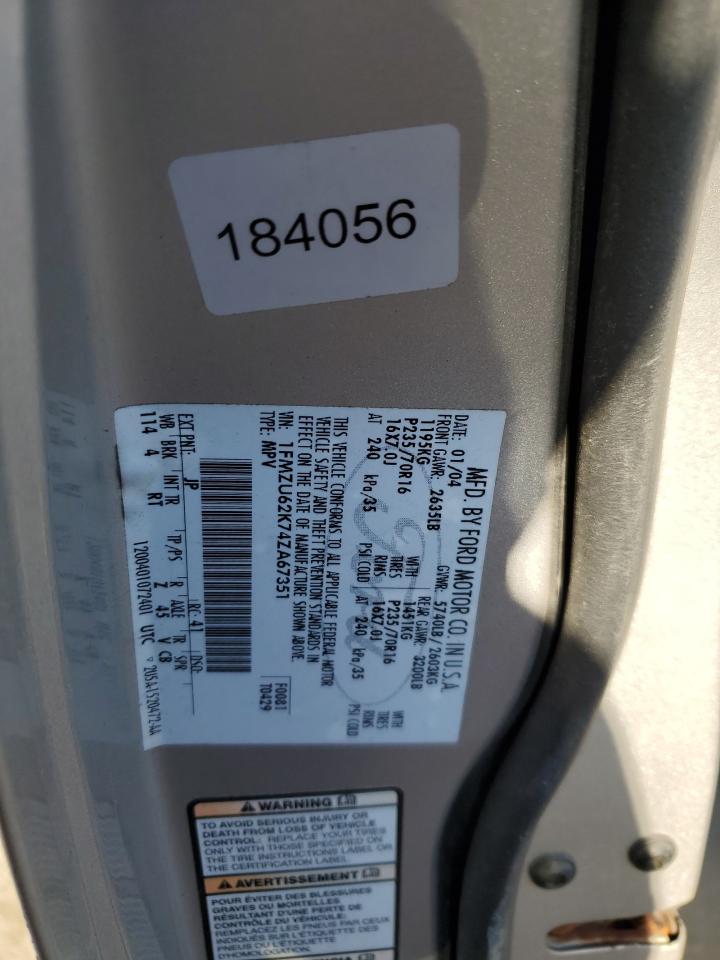 2004 Ford Explorer Xls VIN: 1FMZU62K74ZA67351 Lot: 92466625