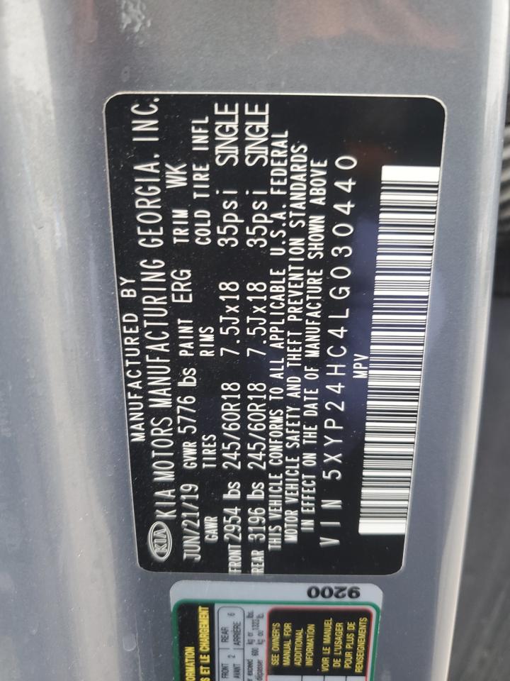 2020 Kia Telluride Lx VIN: 5XYP24HC4LG030440 Lot: 92938305