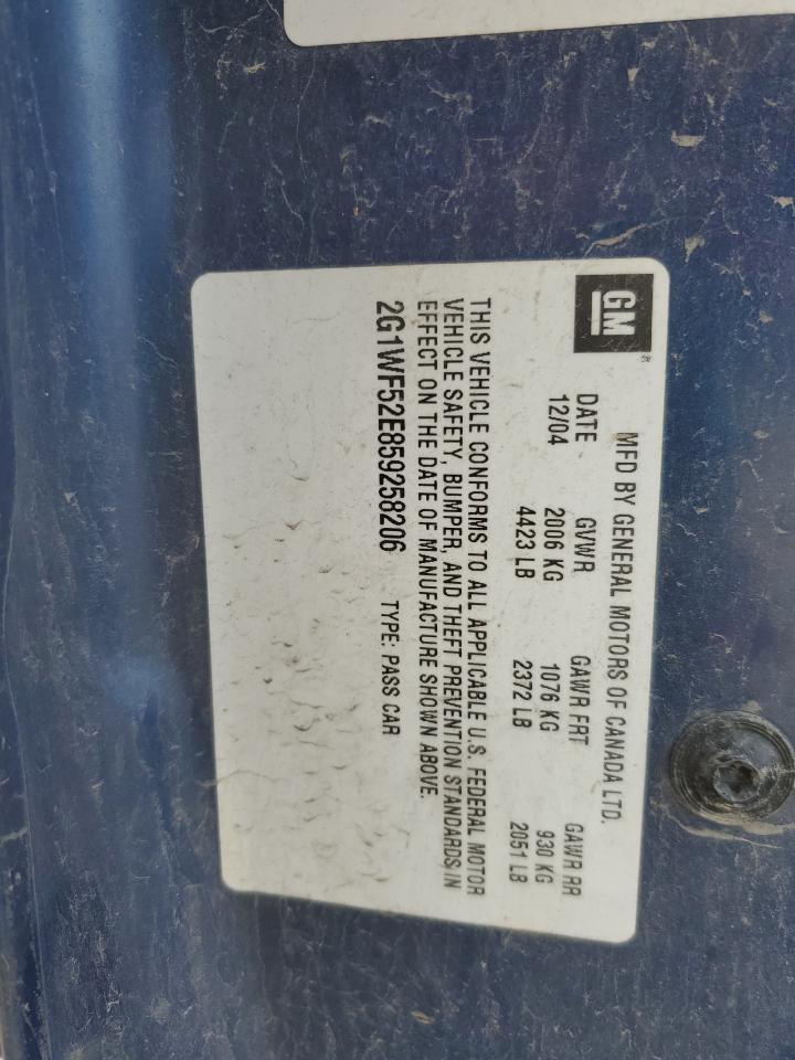 2005 Chevrolet Impala VIN: 2G1WF52E859258206 Lot: 91642735