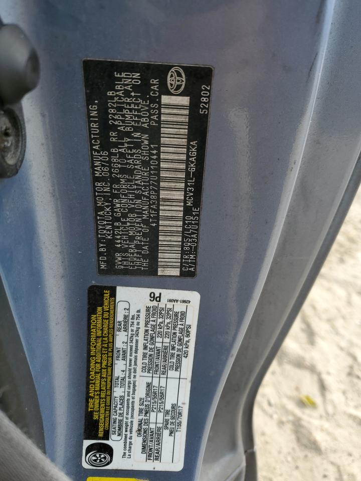 2007 Toyota Camry Solara Se VIN: 4T1FA38P77U110441 Lot: 91783275