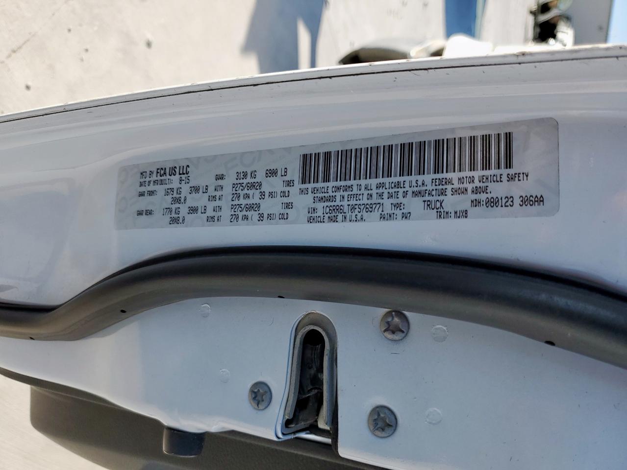 2015 Ram 1500 Slt VIN: 1C6RR6LT0FS769771 Lot: 91328585