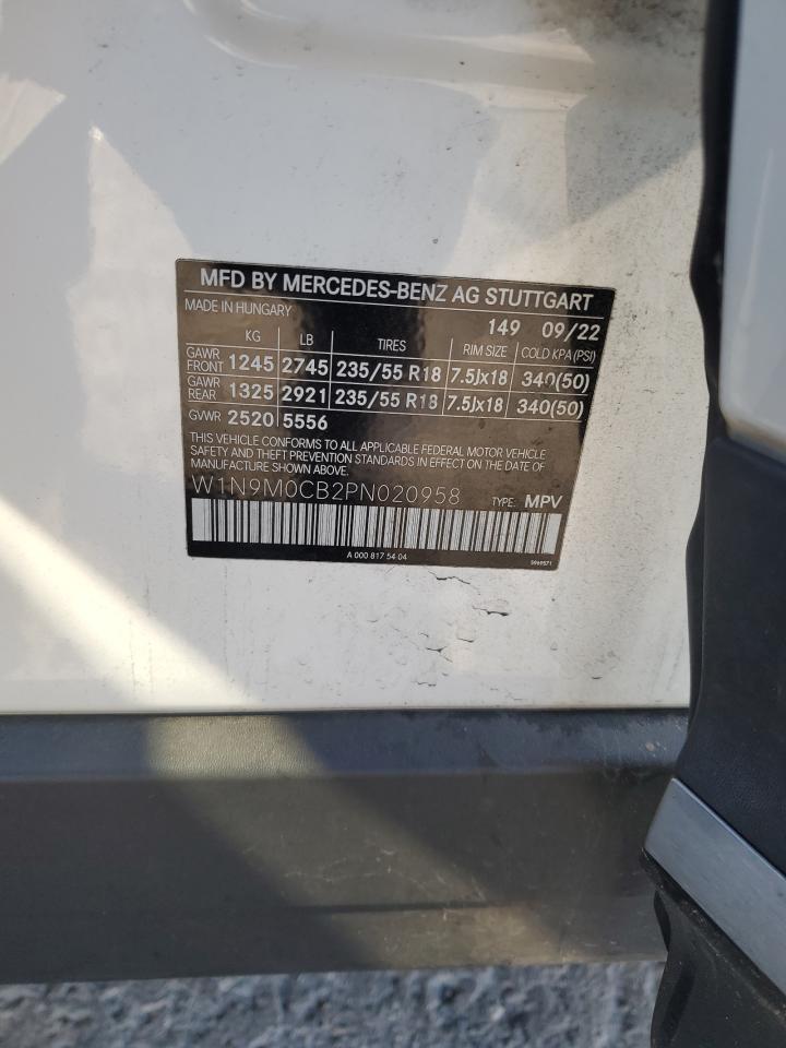 2023 Mercedes-Benz Eqb 250+ VIN: W1N9M0CB2PN020958 Lot: 91928725