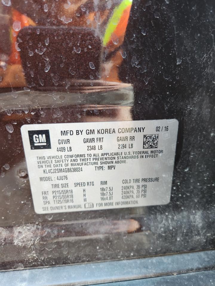 2016 Buick Encore Sport Touring VIN: KL4CJ2SM4GB638024 Lot: 91942565