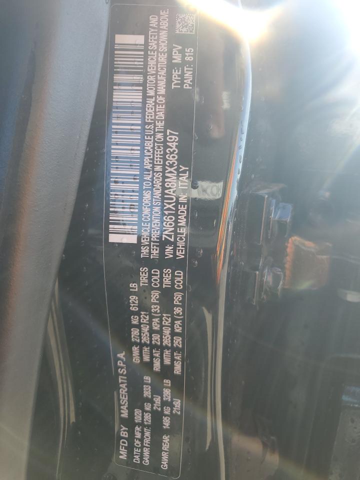 2021 Maserati Levante VIN: ZN661XUA8MX363497 Lot: 91575445