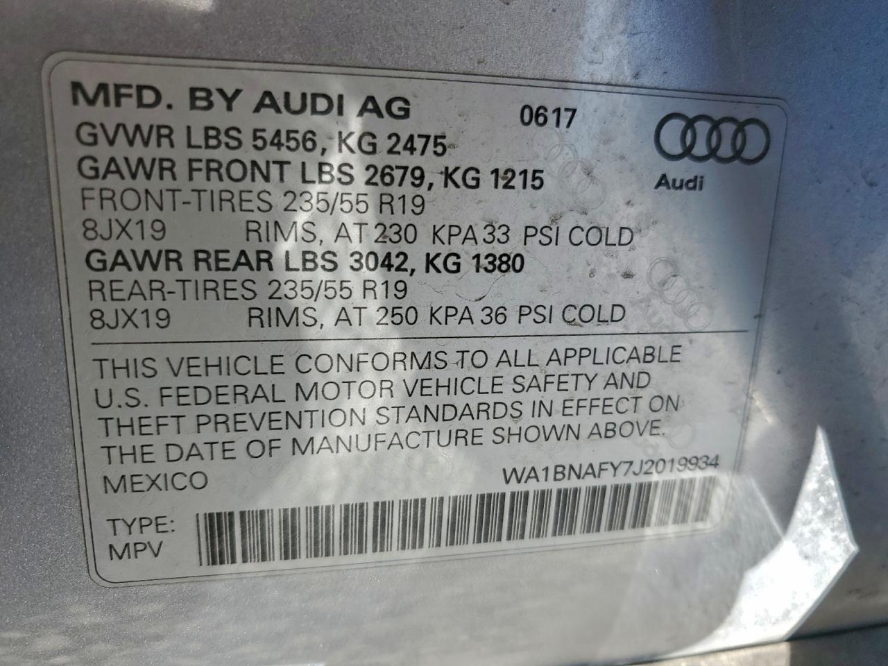 2018 Audi Q5 Premium Plus VIN: WA1BNAFY7J2019934 Lot: 94378955