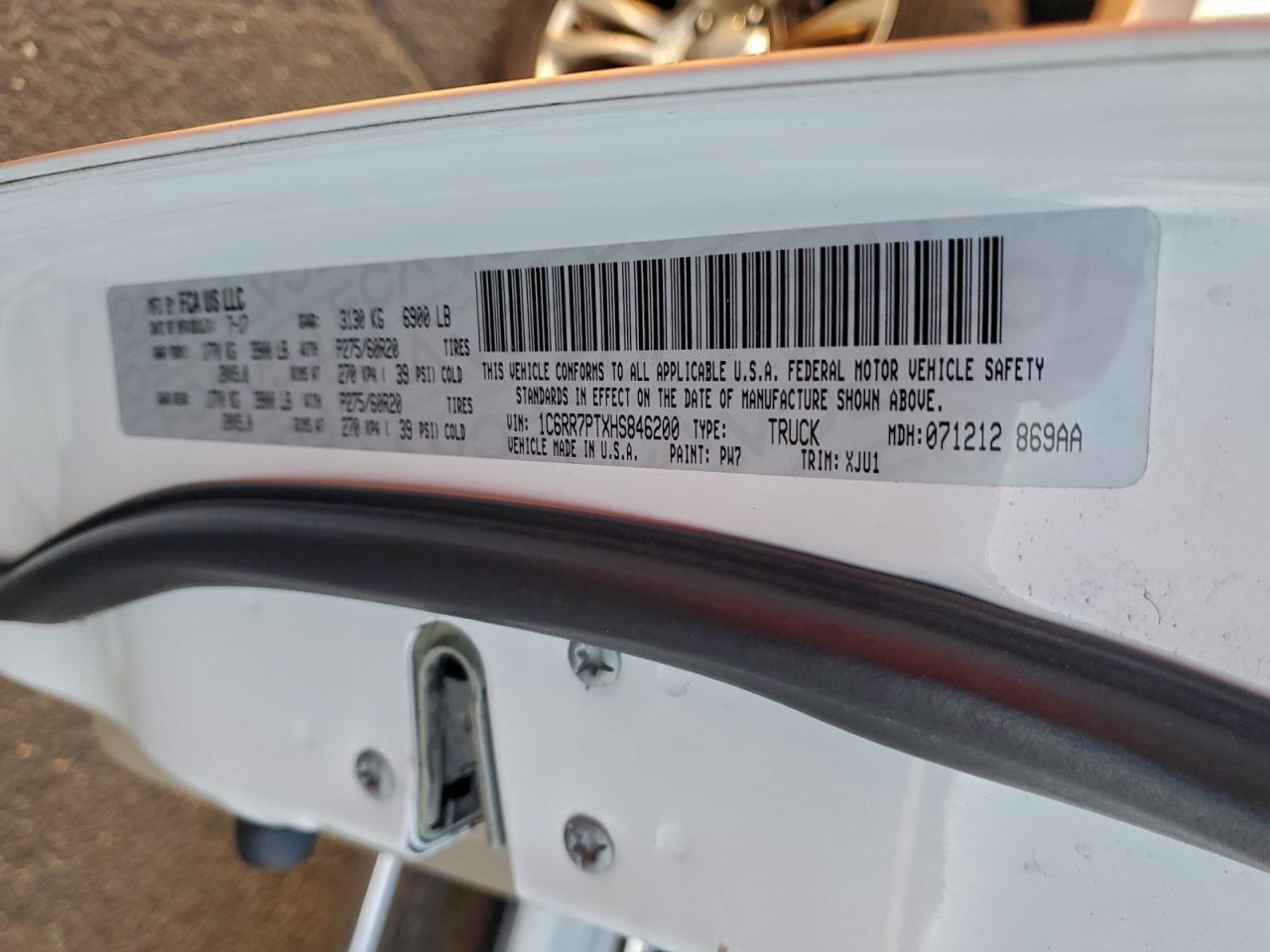 2017 Ram 1500 Longhorn VIN: 1C6RR7PTXHS846200 Lot: 91828045