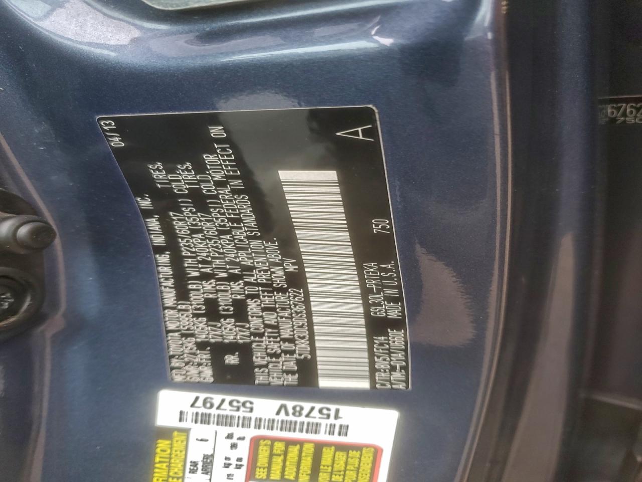 2013 Toyota Sienna Le VIN: 5TDKK3DC9DS367622 Lot: 94057195