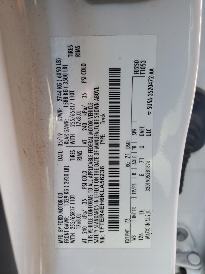 2019 Ford Ranger Xl VIN: 1FTER4EH6KLA56236 Lot: 93374125