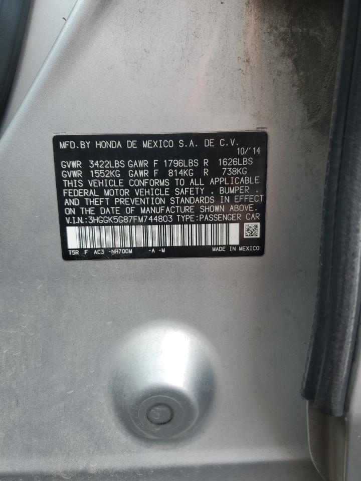 2015 Honda Fit Ex VIN: 3HGGK5G87FM744803 Lot: 91886405