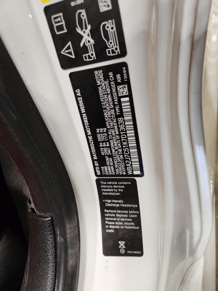 2019 BMW M240Xi VIN: WBA2J7C51K7D13638 Lot: 93353685