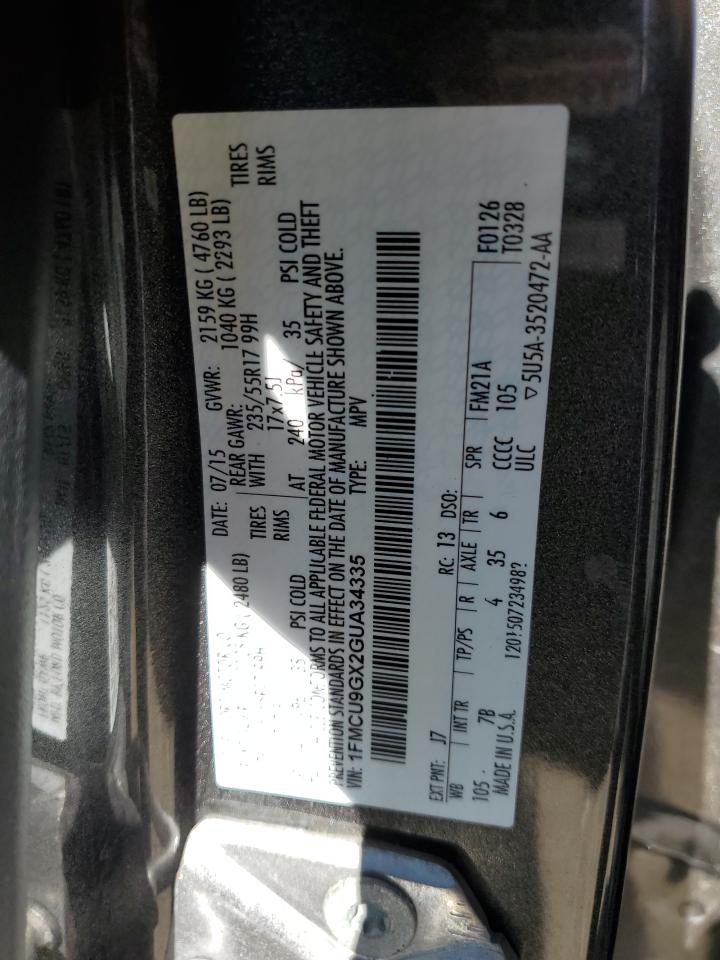 2016 Ford Escape Se VIN: 1FMCU9GX2GUA34335 Lot: 90851605