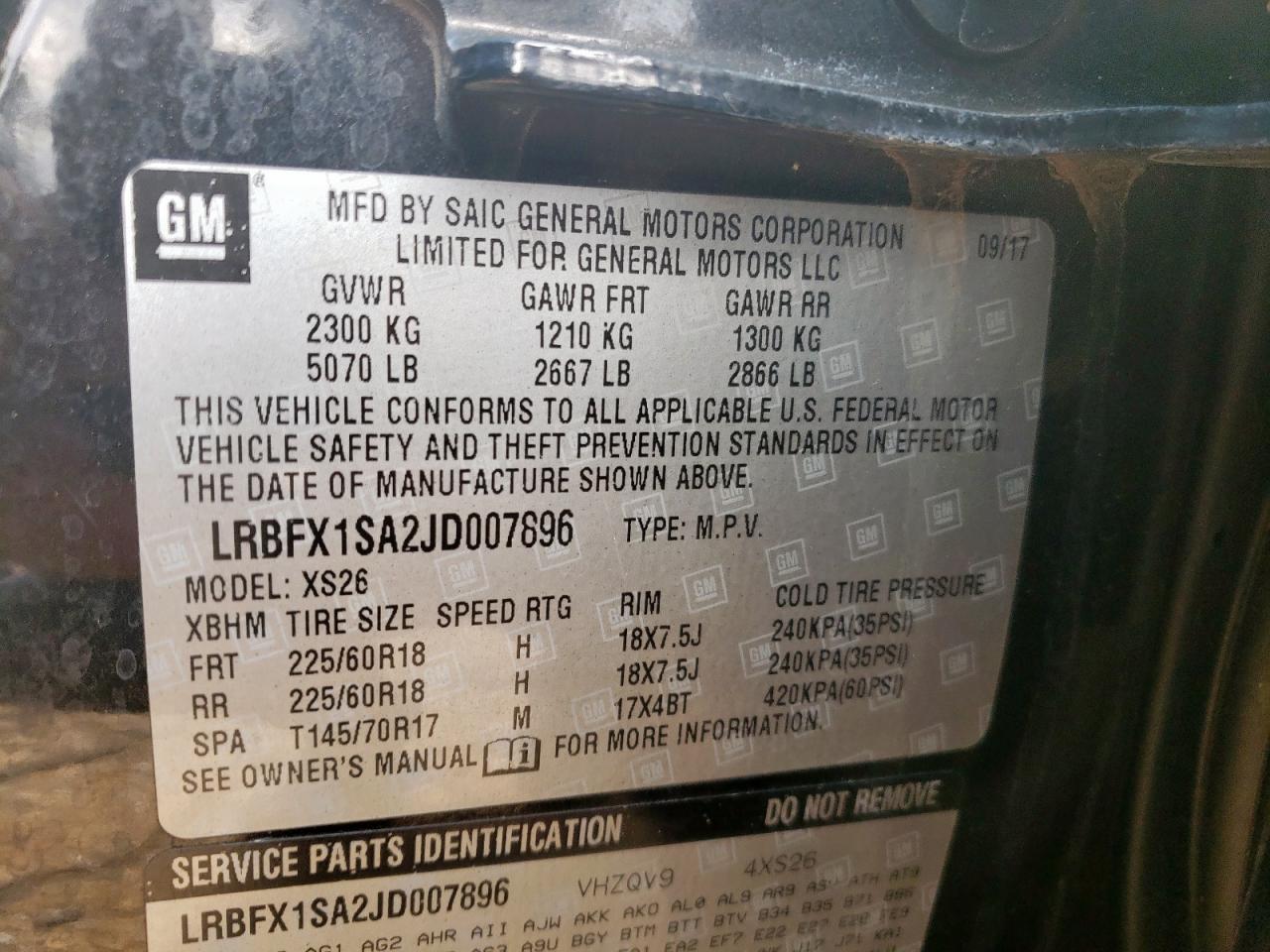 2018 Buick Envision Essence VIN: LRBFX1SA2JD007896 Lot: 92894625