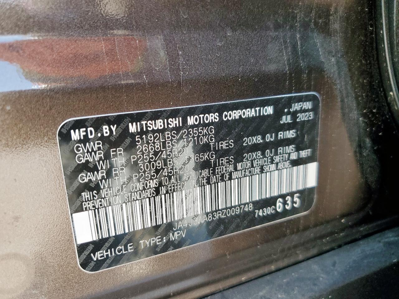 2024 Mitsubishi Outlander Sel VIN: JA4J3WA83RZ009748 Lot: 92698765