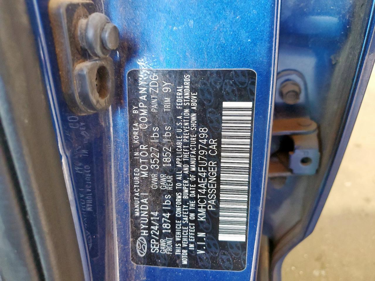 2015 Hyundai Accent Gls VIN: KMHCT4AE4FU797498 Lot: 93625065