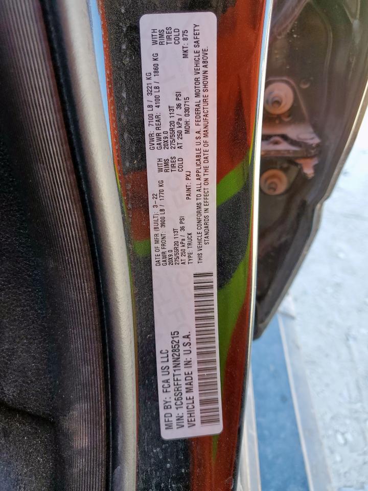 2022 Ram 1500 Big Horn/Lone Star VIN: 1C6SRFFT1NN285215 Lot: 92612615