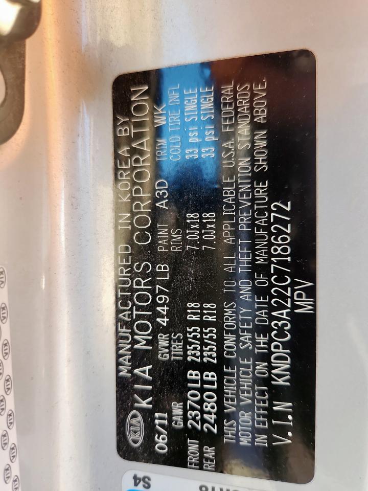 2012 Kia Sportage Ex VIN: KNDPC3A22C7186272 Lot: 91193485