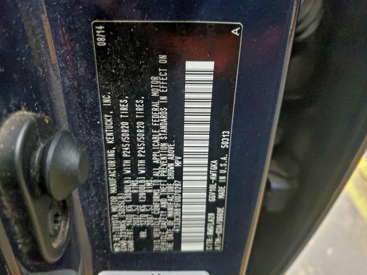 2015 Toyota Venza Le VIN: 4T3ZK3BB1FU070287 Lot: 91739365