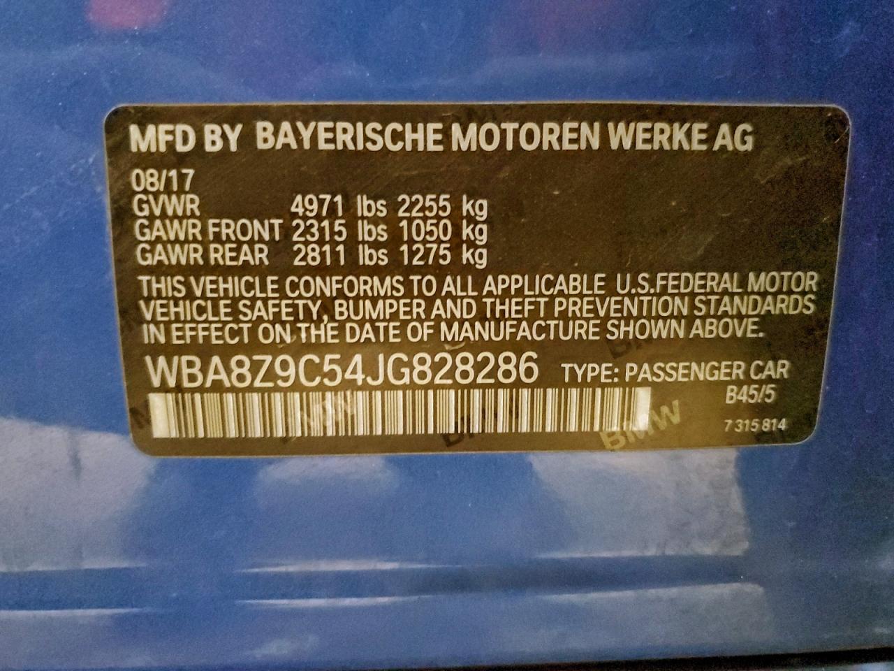 2018 BMW 330 Xigt VIN: WBA8Z9C54JG828286 Lot: 94062145