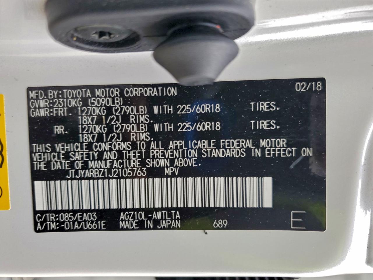 2018 Lexus Nx 300 Base VIN: JTJYARBZ1J2105763 Lot: 92748825