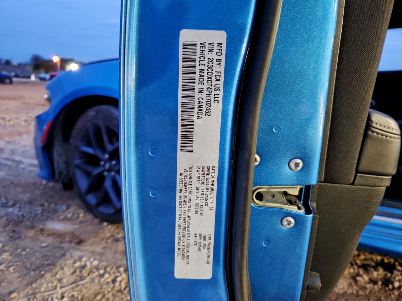 2023 Dodge Charger R/T VIN: 2C3CDXCT4PH702462 Lot: 94312465