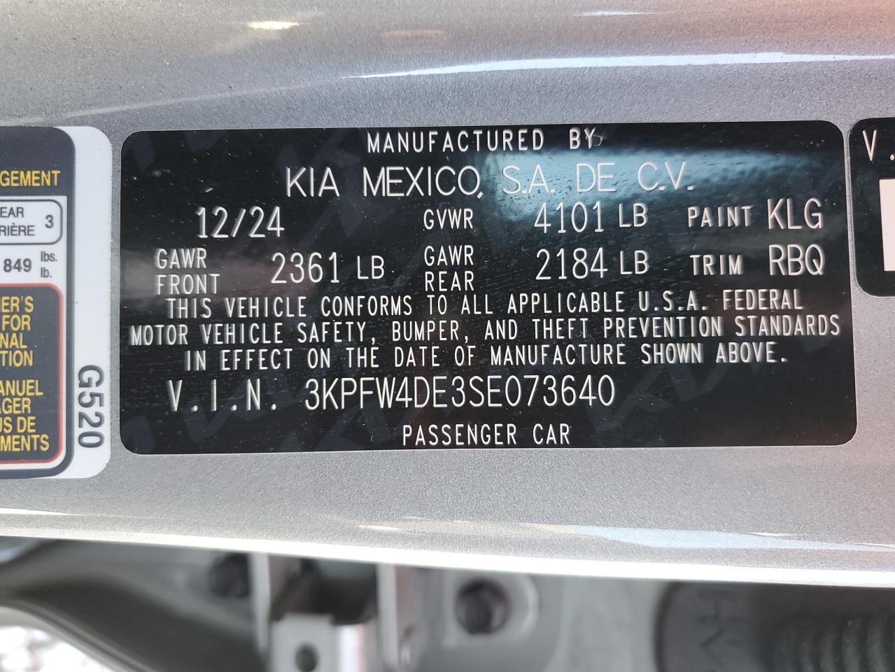 2025 Kia K4 Gt Line VIN: 3KPFW4DE3SE073640 Lot: 92965165