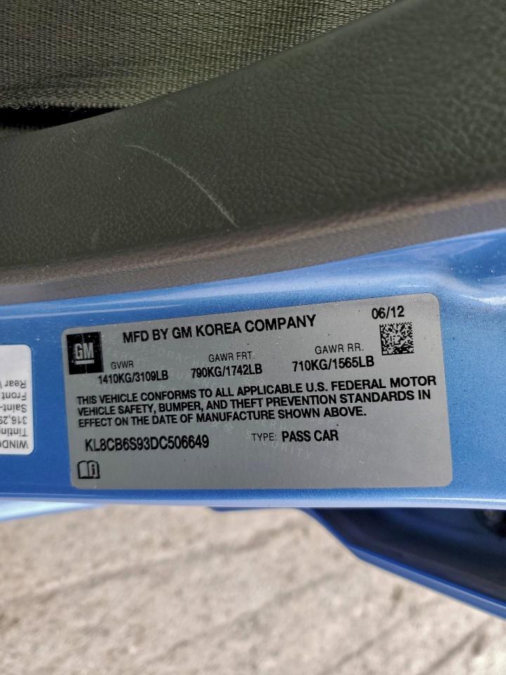 2013 Chevrolet Spark Ls VIN: KL8CB6S93DC506649 Lot: 94180205